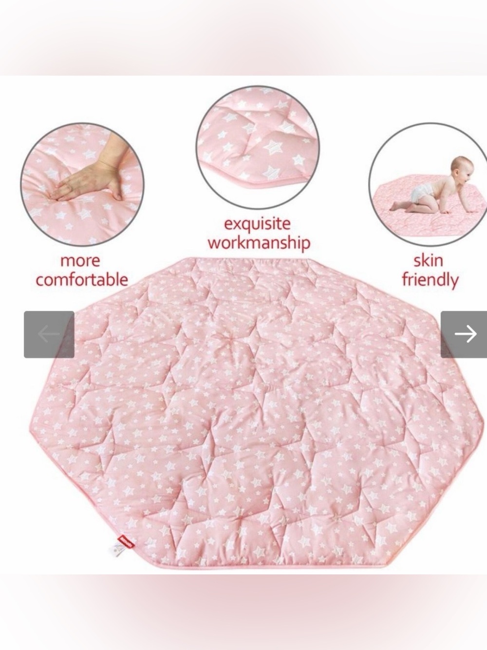 NWT - Moonsea Pink Star Quilted Play Mat - Sealed - Picture 4 of 4